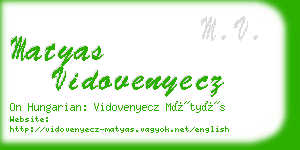 matyas vidovenyecz business card